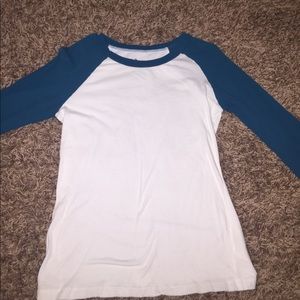 Forever 21 blue and white baseball tee